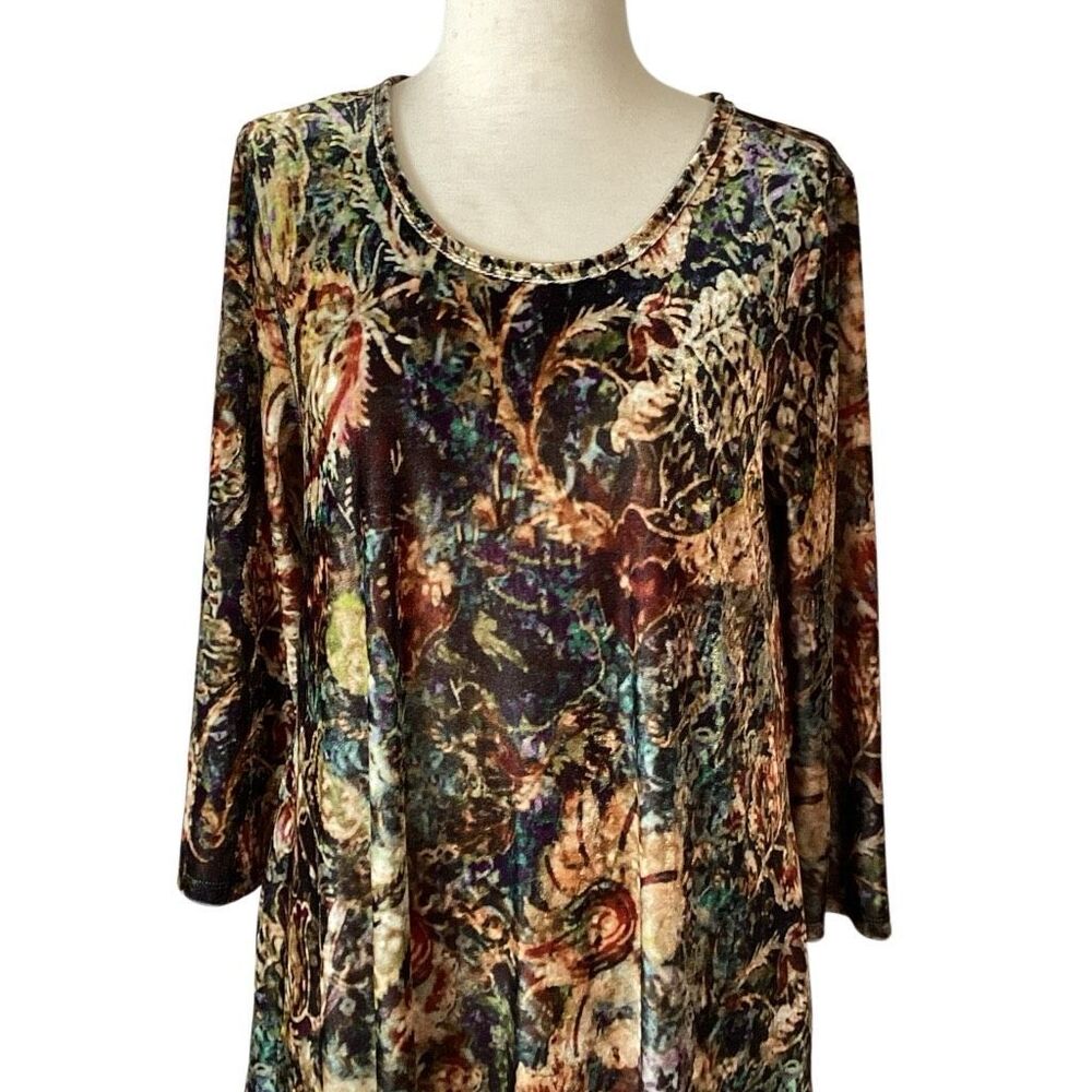 Soft Surroundings PL Floral Stretch Velvet A-Line Midi Dress Petite Large - Picture 5 of 11